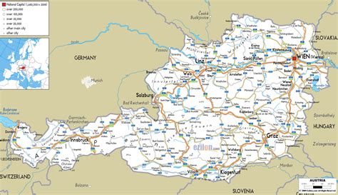 Large Road Map Of Austria With Cities And Airports Austria Europe