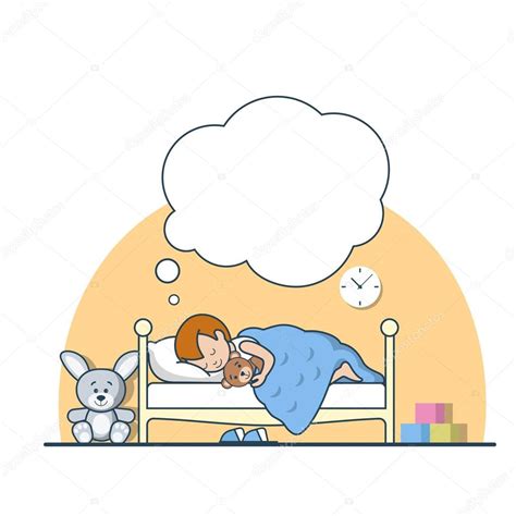 Little Boy Sleeping And Dreaming — Vettoriali Stock © Sentavio 125673708