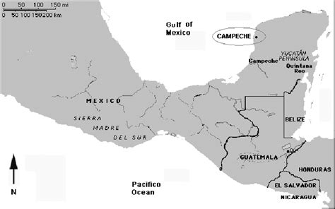 Geographical Location Of The Town Of Campeche Download Scientific Diagram