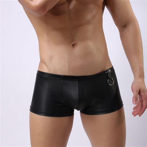 New Woxuan Panties Men Ring Imitation Leather Men S Underwear Faux Leather Tight Sexy Underwear
