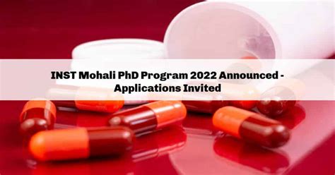 Inst Mohali Phd Program 2022 Announced Applications Invited