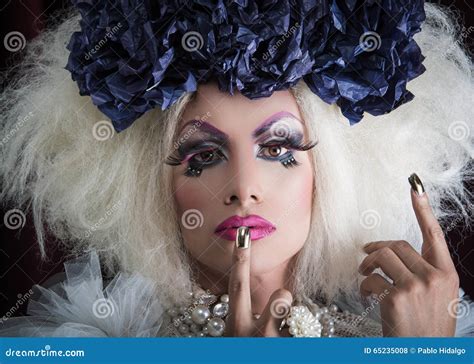Drag Queen With Spectacular Makeup Glamorous Stock Photo Image Of