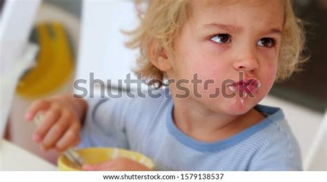Adorable Cute Baby Boy Face Complaining Stock Photo 1579138537