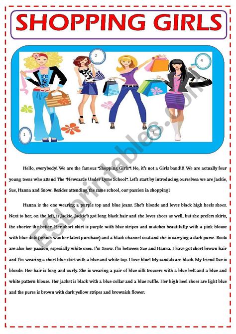 Shopping Girls Clothes Esl Worksheet By Ascincoquinas