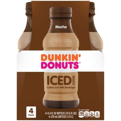 Dunkin Donuts Mocha Iced Coffee 4 Bottles 94 Fl Oz Fred Meyer