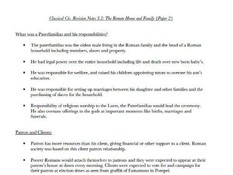 Paper 2 Unit 3 Roman City Life - All Revision Notes for OCR Unit 2/3
