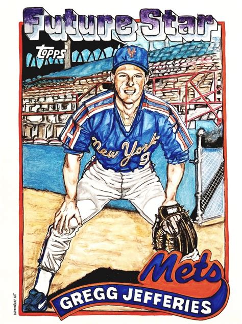 Free shipping on many items | browse your favorite brands. Gregg Jefferies reproduction rookie card artwork by Glen Kertes. #letsgomets | Sports art, Comic ...