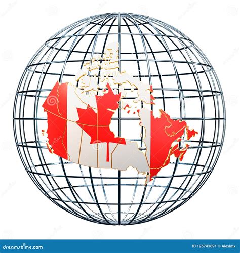 Canadian Map On The Earth Globe 3d Rendering Stock Illustration