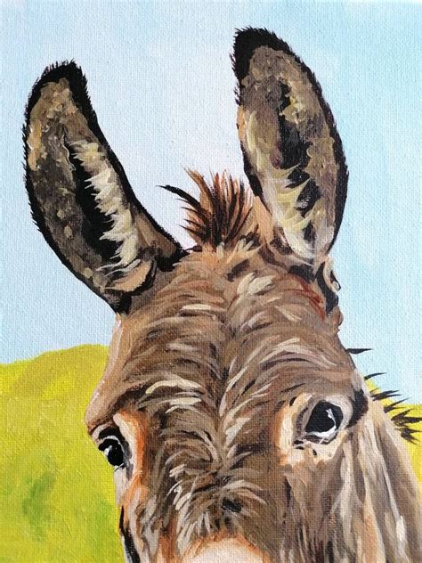 Acrylic Donkey Painting Canvas Donkey Donkey Art Donkey Etsy Uk