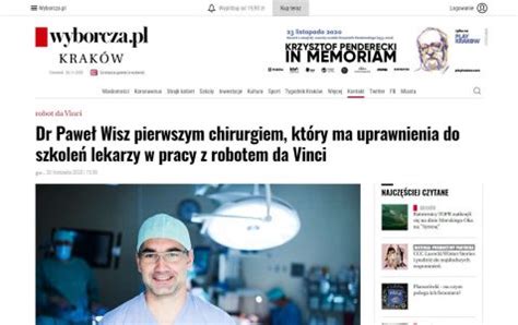Media O Nas Centrum Chirurgii Robotycznej Szpitala Na Klinach