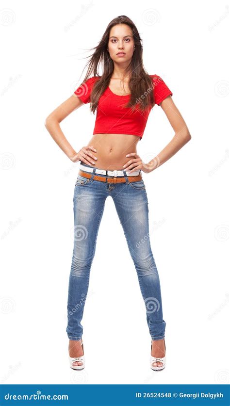 Belle Femme Mince D Isolement Sur Le Fond Blanc Photo Stock Image Du