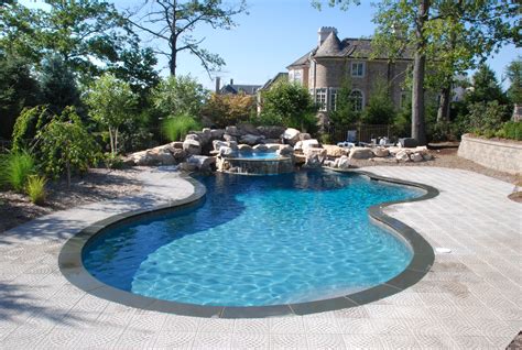 Free Form Pool With Spa And Waterfall Pool Residential Pool Pool
