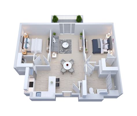 3d 2 Bedroom Apartment Floor Plans
