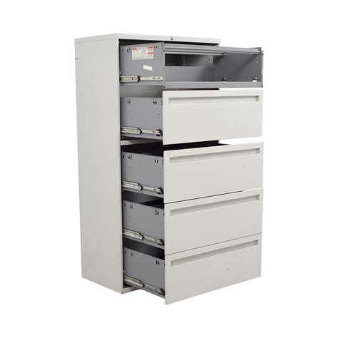 Anti tilt safety locking device. 90% OFF - Hon Hon White Five Drawer Lateral File Cabinet ...