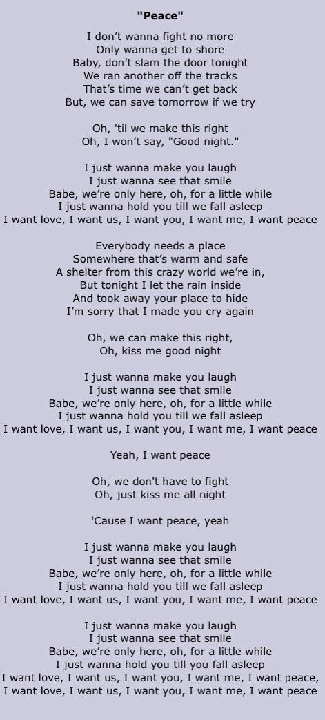 Peace By Oar Favorite Lyrics Music Quotes Love Like Crazy
