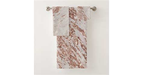 Rose Gold Glitter Marble Swirl Stone Bath Towel Set Zazzle