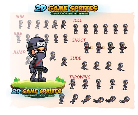 Ninja 2d Game Character Sprites Game Art Partners