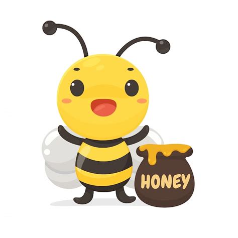 Premium Vector Cartoon Happy Little Bees Who Can Collect Honey From