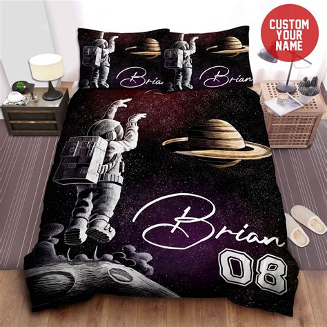 Personalized Space Astronaut Playing Basketball With Galaxy Planet Bed