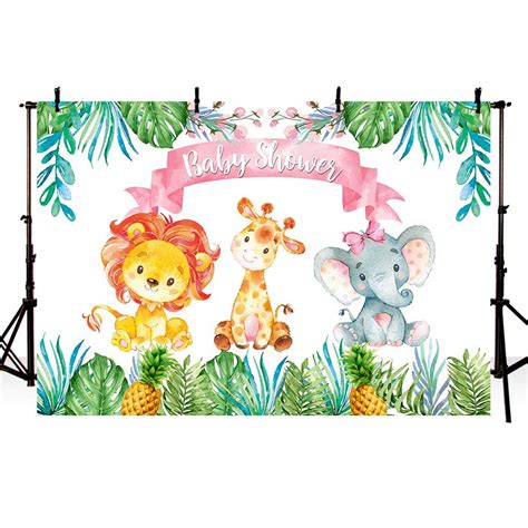 Buy Mehofoto 7x5ft Safari Jungle Girl Baby Shower Party Backdrop Pink