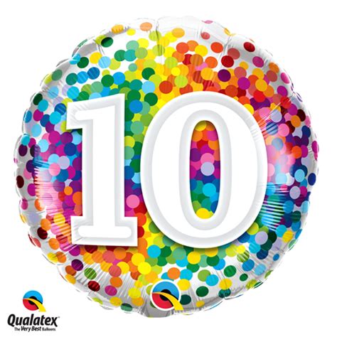 10th Birthday Rainbow Confetti 18 Foil Balloon