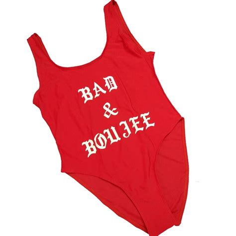 Bad And Boujee Print Bikini One Piece Swimsuit Swimwear Monokini Lined In