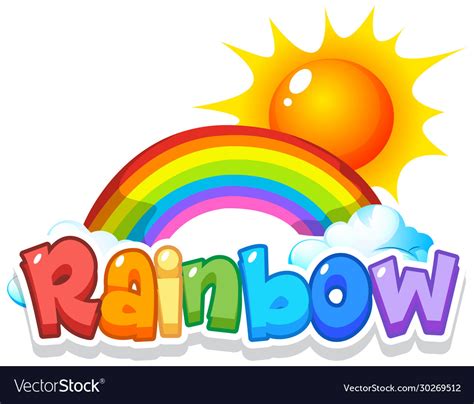 Font Design For Word Rainbow With Rainbow Vector Image