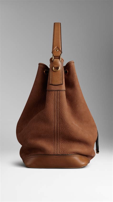 Burberry Large Nubuck Leather Hobo Bag In Bright Toffee Brown Lyst