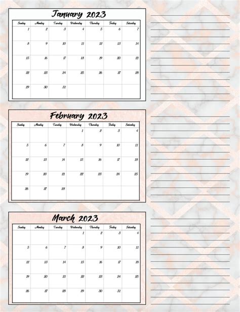 Printable Quarterly Calendar 2023 Printable Calendar 2023