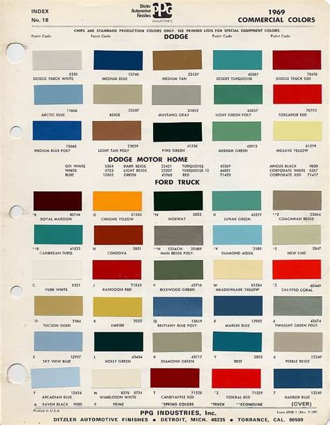 Master Picture List Of Original Colors Page 9