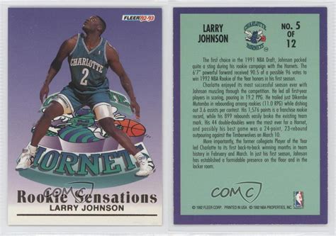 Larry johnson stats and bio. 1992 Fleer Rookie Sensations #5 Larry Johnson Charlotte Hornets Basketball Card | eBay