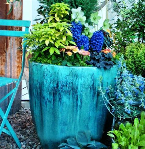 Turquoise Patio Flower Pots Patio Flowers Garden Containers