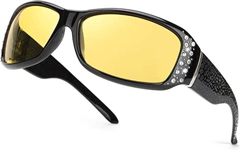 ignaef women s night vision driving glasses polarized fashion design anti glare yellow lens