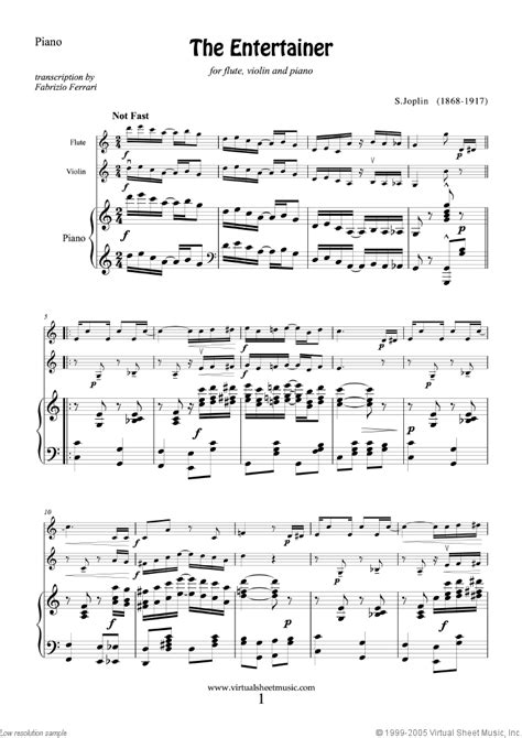joplin  entertainer sheet   flute violin  piano