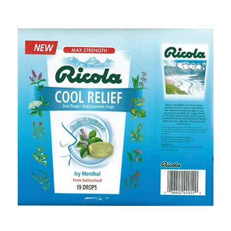 Ricola Cool Relief Drops Max Strength Icy Menthol 19 Ea