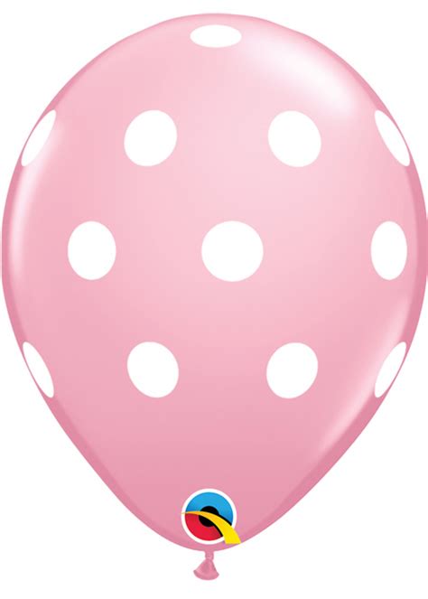Inflated Pink Polka Dot Single Helium Latex Party Balloon