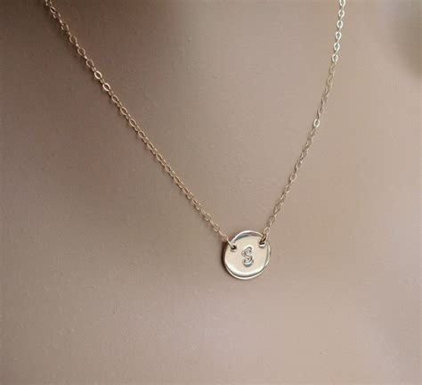 Gold Disc Necklace 14k Gold Filled Initial Necklace Custom Etsy