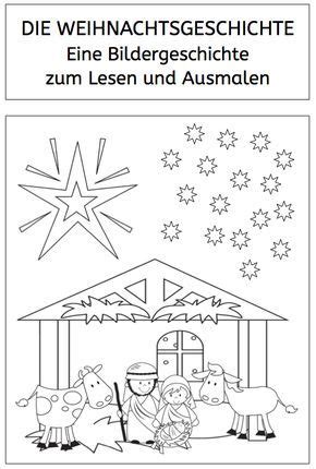 24 adventsgeschichten zum ausdrucken : Weihnachtsgeschichte: Bildergeschichte zum Lesen und Ausmalen - | Vorschule weihnachten ...