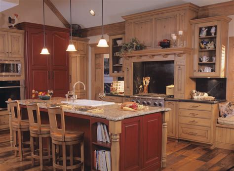 Rustic Kitchen With Red And Tan Wood Color Scheme By Drury