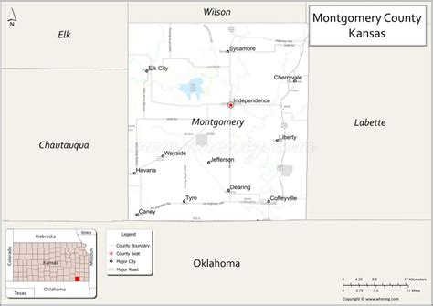 Map Of Montgomery County Kansas Where Is Located Cities Population