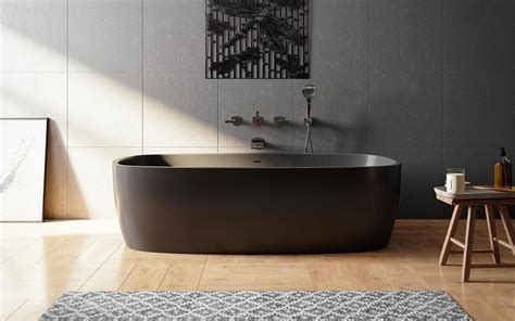 Aquatica Coletta™ Graphite Black Freestanding Solid Surface Bathtub Black Bathroom Black Tub
