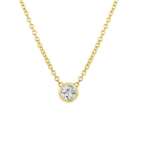 050 Carat Solitaire Diamond By The Yard Necklace Pendant 14k Yellow
