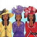 Church ladies clipart, 3 praying sisters sublimation designs, black wo ...