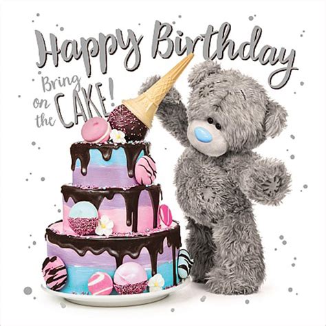 3d Holographic With Large Cake Me To You Bear Birthday Card Alv93024