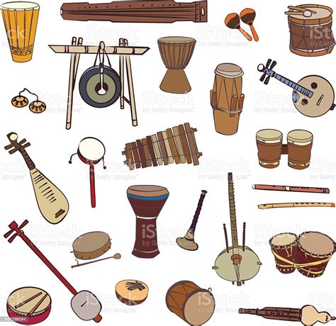 It also pairs (mother and child). Ethnic Traditional Musical Instruments stock vector art ...