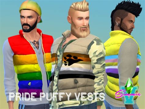 Pride Puffy Vest W Long Tee By Simmiev At Tsr Sims 4 Updates