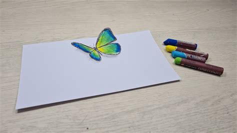 Kim • tiny ray of sunshine ☀️ on instagram: Easy Oil Pastel 3D Butterfly Drawing for Beginners 🦋 | Step by Step - YouTube