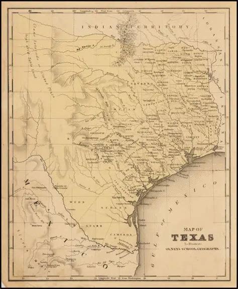 1846 Map Of Texas To Illustrate Olneys School Geography In 2021