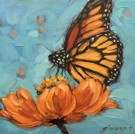 Reserved For Amy M Butterfly Painting 5x5 Inch Original Oil Painting