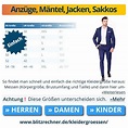 Kleidergrößen Größentabellen: Herren & Damen